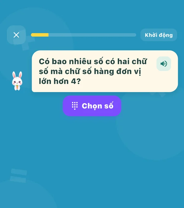 Câu lý thuyết số trong app Karotto: có bao nhiêu số có hai chữ số mà chữ số hàng đơn vị lớn hơn 4